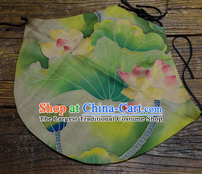 Chinese Classical Lotus Pattern Bellyband Traditional Green Silk Stomachers Costume