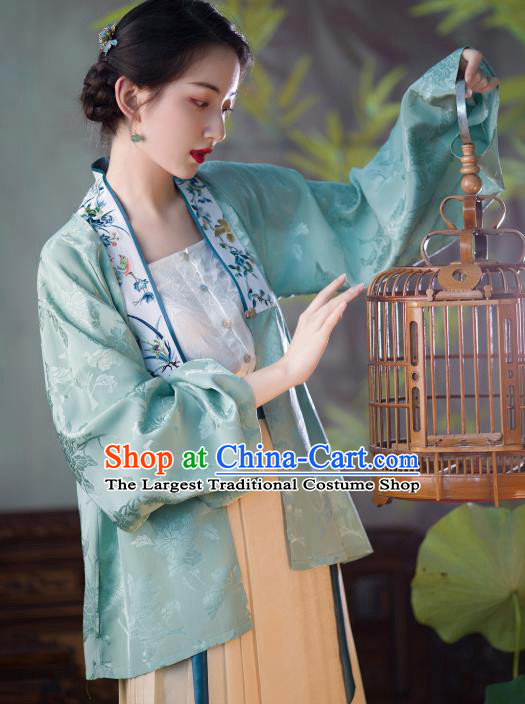 Chinese Traditional Clothing Classical Light Green Shirt Tang Suit Upper Outer Garment National Jacket for Women