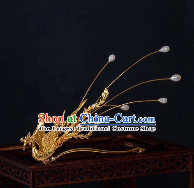 China Ancient Palace Queen Hairpin Ming Dynasty Empress Hair Accessories Gilding Phoenix Hair Stick