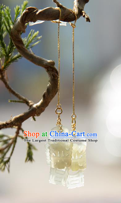 Chinese Classical Jade Earrings Traditional Handmade Ear Accessories