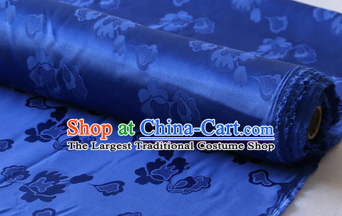 Asian Hanfu Royalblue Satin Cloth Chinese Traditional Pattern Design Mulberry Silk Fabric Silk Drapery