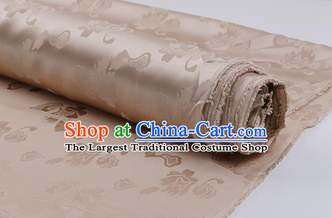 Khaki Asian Chinese Silk Drapery Traditional Pattern Design Mulberry Silk Fabric Hanfu Satin Cloth