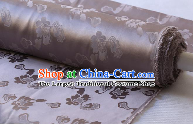 Deep Grey Mulberry Silk Fabric Asian Chinese Silk Drapery Traditional Pattern Design Hanfu Satin Cloth