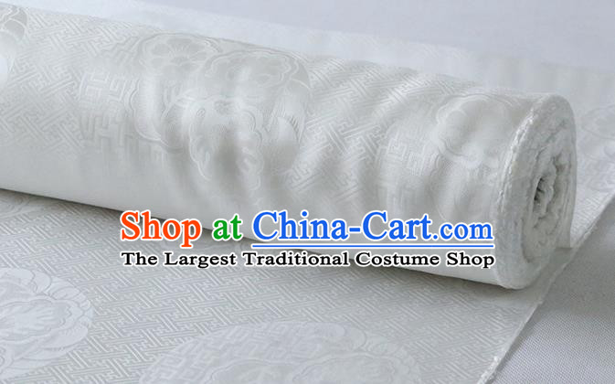 Chinese Traditional Cheongsam Cloth Fabric Classical Royal Pattern White Silk Drapery