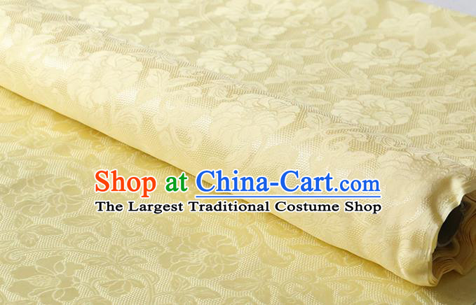 Chinese Cheongsam Traditional Jacquard Cloth Classical Twine Rose Pattern Silk Drapery Light Yellow Silk Fabric