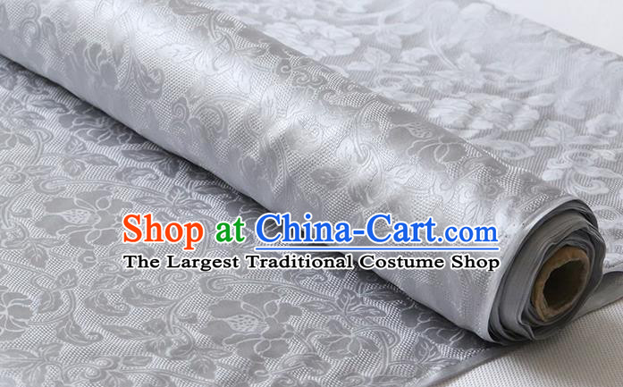 Chinese Cheongsam Traditional Jacquard Cloth Grey Damask Fabric Classical Twine Rose Pattern Silk Drapery