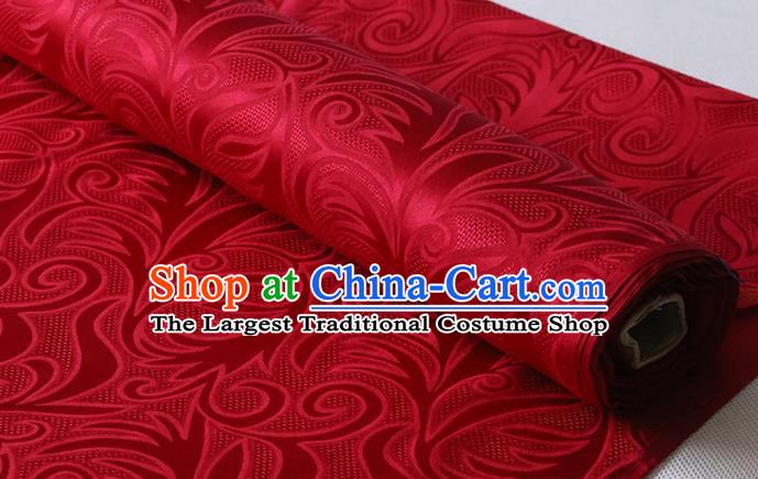 Chinese Classical Sago Flowers Pattern Dark Red Damask Fabric Silk Drapery Traditional Cheongsam Jacquard Cloth