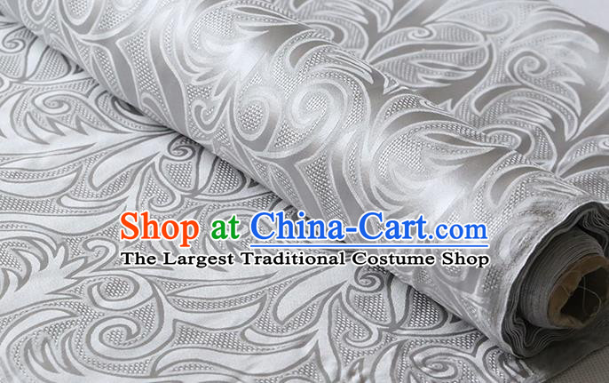 Chinese Traditional Cheongsam Jacquard Cloth Classical Sago Flowers Pattern Damask Fabric Gray Silk Drapery