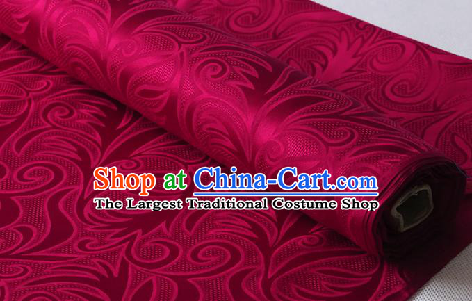 Chinese Traditional Wine Red Silk Drapery Classical Sago Flowers Pattern Damask Fabric Cheongsam Jacquard Cloth