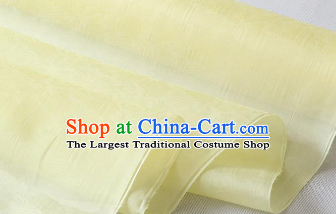Chinese Traditional Cheongsam Jacquard Damask Cloth Light Yellow Organza Fabric Classical Phoenix Peony Pattern Silk Drapery