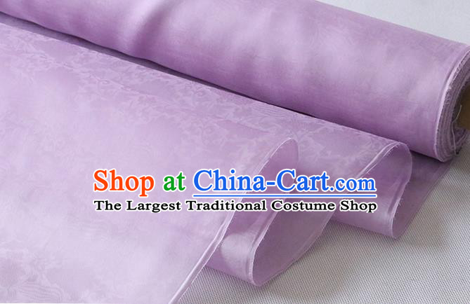 Chinese Hanfu Dress Jacquard Damask Cloth Classical Phoenix Peony Pattern Silk Drapery Traditional Lilac Organza Fabric