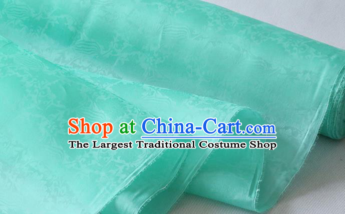Chinese Jacquard Cloth Classical Phoenix Peony Pattern Light Green Silk Drapery Damask Traditional Hanfu Dress Organza Fabric