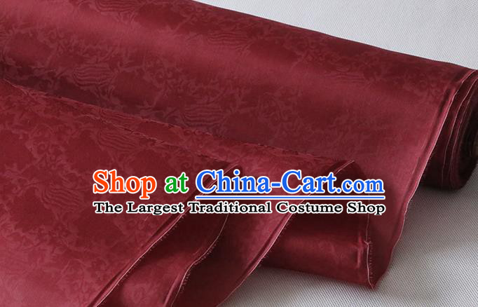 Chinese Purplish Red Silk Drapery Damask Traditional Jacquard Cloth Hanfu Dress Classical Phoenix Peony Pattern Organza Fabric