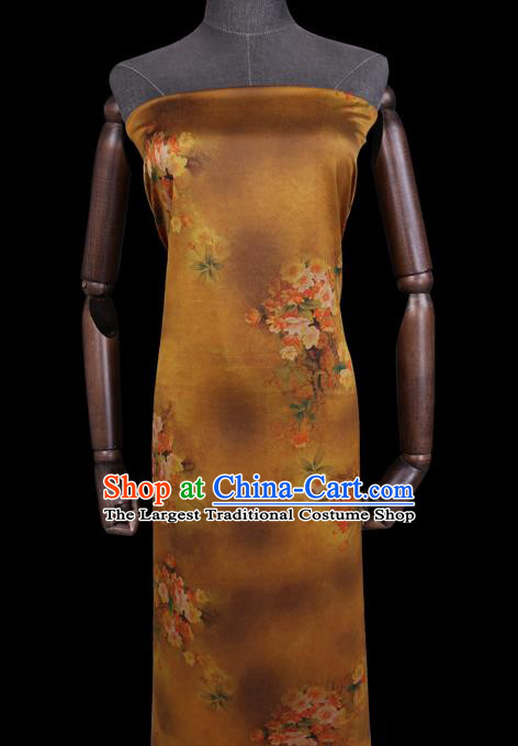 Chinese Classical Pear Blossom Pattern Silk Fabric Traditional Cheongsam Gambiered Guangdong Silk Yellow Watered Gauze