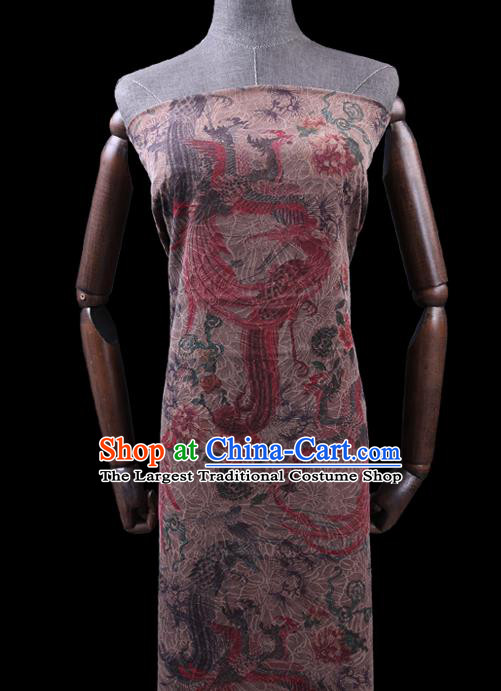 Chinese Classical Phoenix Peony Pattern Silk Drapery Cheongsam Damask Traditional Gambiered Guangdong Gauze Cloth Fabric