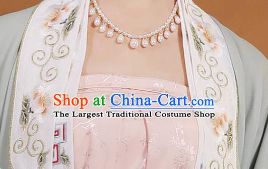 Ancient China Young Mistress Embroidered Costumes Traditional Song Dynasty Noble Lady Hanfu Dress Clothing