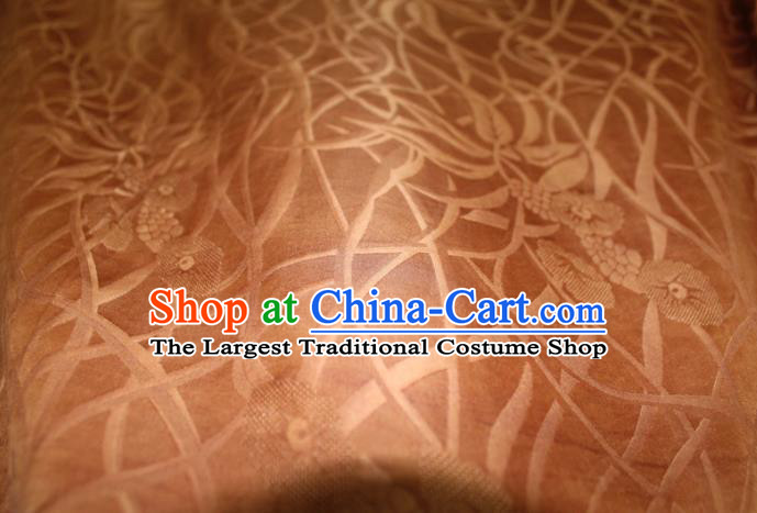 Chinese Classical Grass Pattern Silk Drapery Traditional Cheongsam Fabric Ginger Gambiered Guangdong Gauze