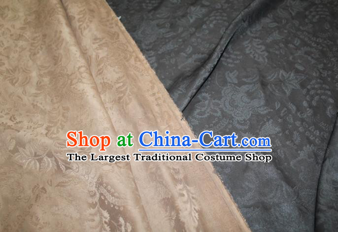 Chinese Cheongsam Satin Fabric Traditional Ginger Gambiered Guangdong Gauze Classical Pattern Silk Drapery