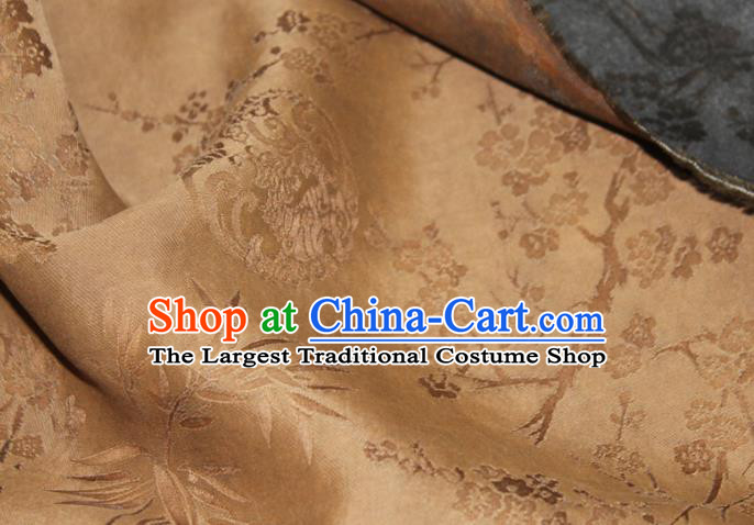 Chinese Classical Plum Bamboo Pattern Silk Drapery Traditional Cheongsam Gambiered Guangdong Gauze Ginger Silk Fabric