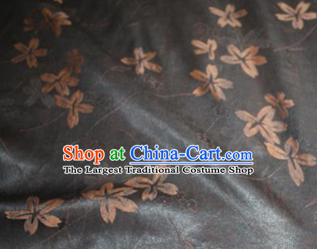 Chinese Classical Clover Pattern Silk Drapery Traditional Cheongsam Gambiered Guangdong Gauze Black Silk Fabric