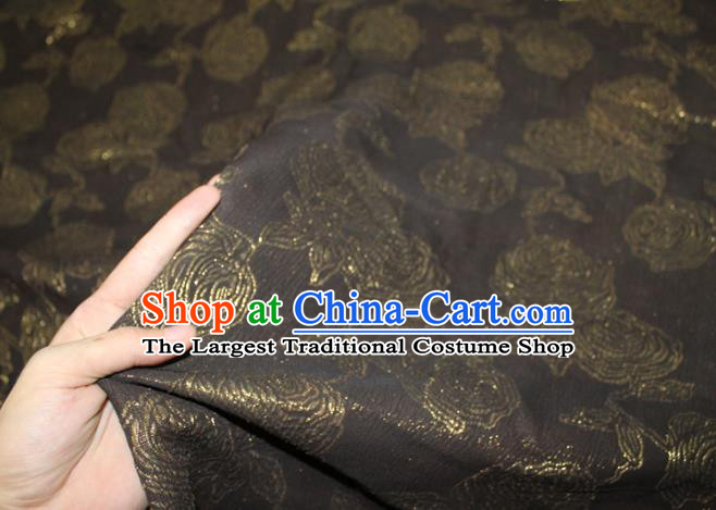 Chinese Classical Gilding Rose Pattern Silk Drapery Black Silk Fabric Traditional Cheongsam Gambiered Guangdong Gauze