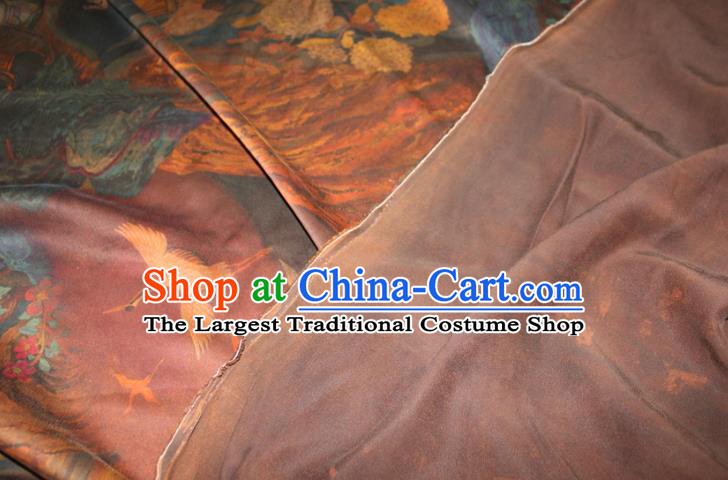 Chinese Classical Cranes Pattern Silk Drapery Red Gambiered Guangdong Gauze Traditional Cheongsam Fabric