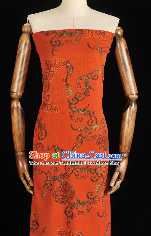 Chinese Red Gambiered Guangdong Gauze Traditional Cheongsam Silk Fabric Classical Auspicious Pattern Silk Drapery