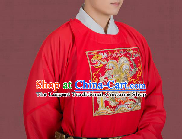 China Ancient Official Embroidered Robe Traditional Ming Dynasty Historical Hanfu Clothing for Men