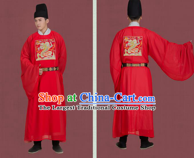 China Ancient Official Embroidered Robe Traditional Ming Dynasty Historical Hanfu Clothing for Men
