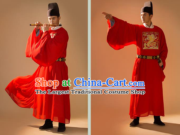 China Ancient Official Embroidered Robe Traditional Ming Dynasty Historical Hanfu Clothing for Men