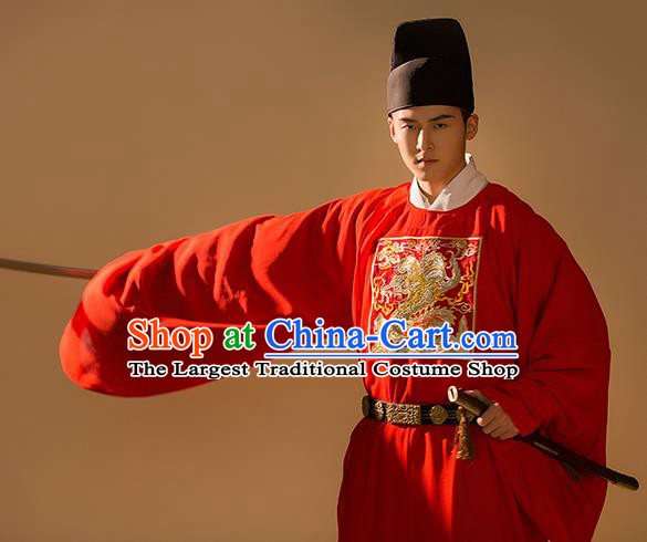 China Ancient Official Embroidered Robe Traditional Ming Dynasty Historical Hanfu Clothing for Men