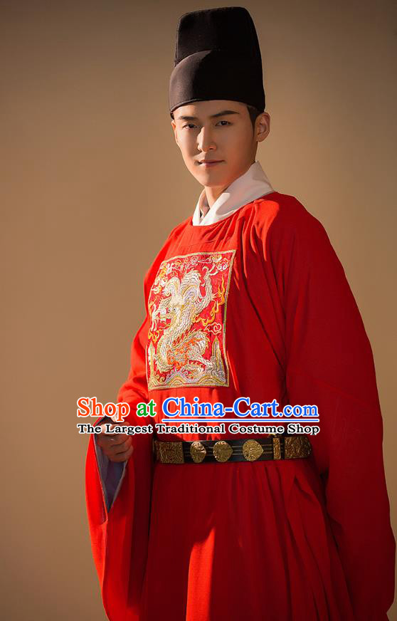 China Ancient Official Embroidered Robe Traditional Ming Dynasty Historical Hanfu Clothing for Men