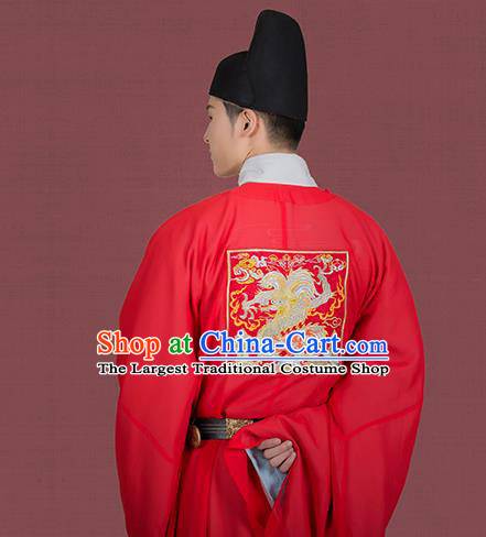 China Ancient Official Embroidered Robe Traditional Ming Dynasty Historical Hanfu Clothing for Men