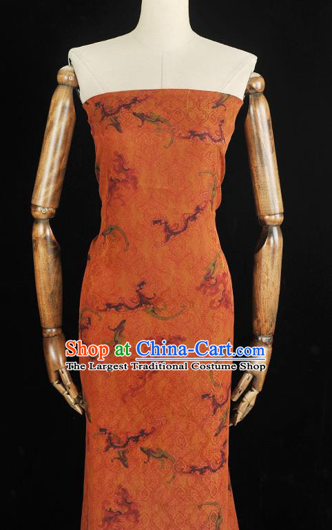 Chinese Cheongsam Ginger Gambiered Guangdong Gauze Classical Clouds Pattern Silk Material Traditional Jacquard Fabric