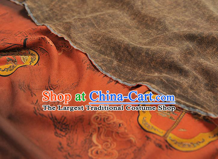 Chinese Classical Palace Fans Pattern Gambiered Guangdong Gauze Cloth Material Traditional Cheongsam Red Silk Fabric