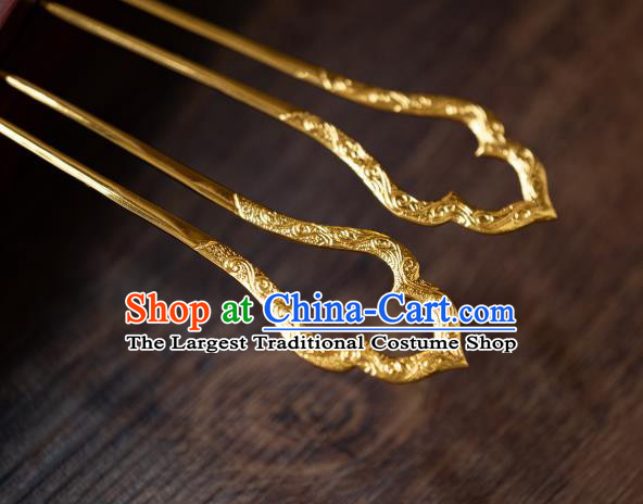 China Traditional Tang Dynasty Carving Hair Stick Ancient Imperial Concubine Hairpin Court Hair Accessories