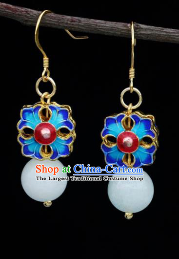 Handmade Chinese National Enamel Ear Accessories Traditional Blueing Earrings