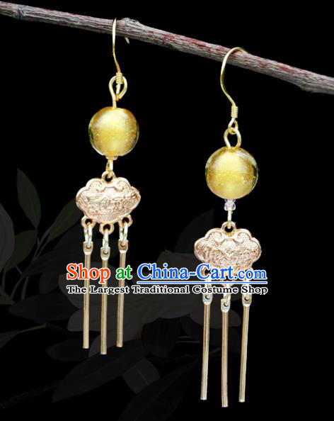 Handmade Chinese Traditional Hanfu Longevity Lock Earrings National Ear Accessories