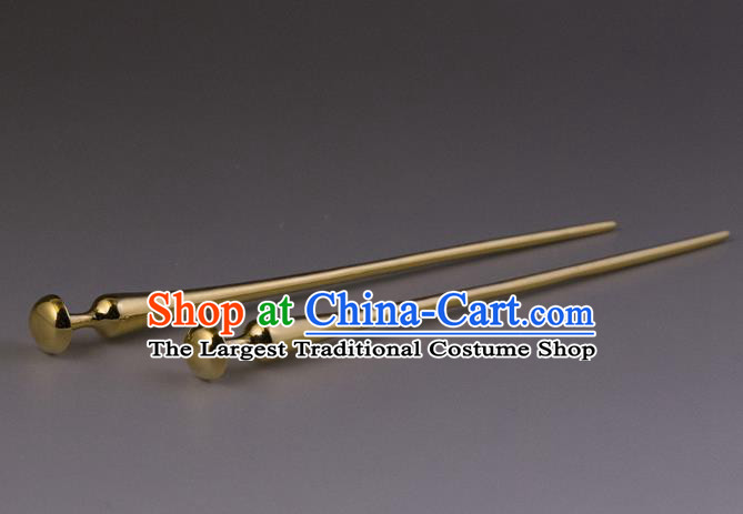 China Ancient Princess Brass Hair Stick Handmade Hair Accessories Traditional Tang Dynasty Golden Hairpin