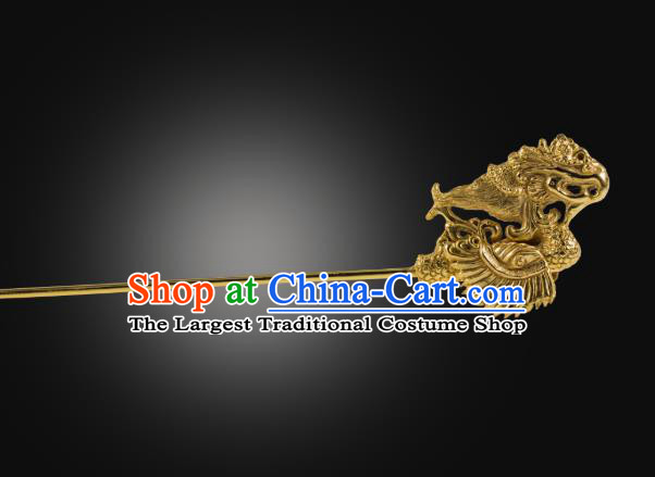 China Ancient Palace Empress Golden Hair Stick Handmade Hair Accessories Traditional Song Dynasty Court Hairpin