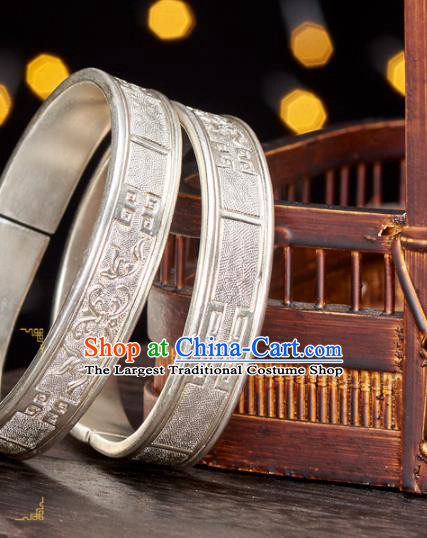 China National Jewelry Accessories Handmade Ancient Court Princess Silver Carving Bracelet