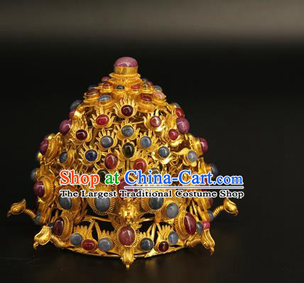 China Traditional Court Gems Hair Crown Ancient Ming Dynasty Phoenix Coronet Handmade Hair Accessories