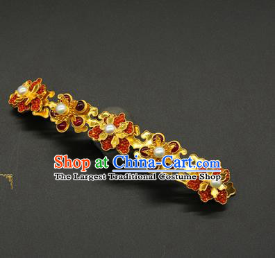 China Ming Dynasty Gems Plum Blossom Hair Stick Ancient Court Hair Accessories Traditional Handmade Empress Hairpin