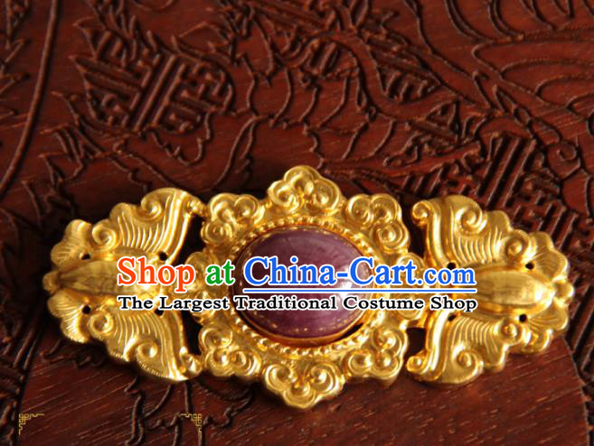 China Handmade Ancient Empress Costume Golden Buckle Ming Dynasty Gilding Butterfly Button