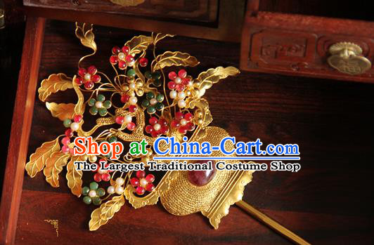 China Ancient Imperial Consort Hairpin Traditional Qing Dynasty Court Hair Accessories Handmade Hair Stick