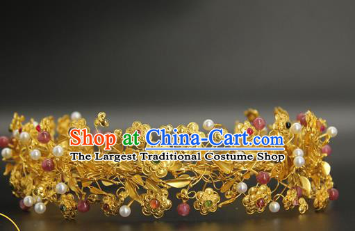 China Traditional Handmade Ancient Empress Hairpin Hair Accessories Ming Dynasty Queen Gems Hair Crown