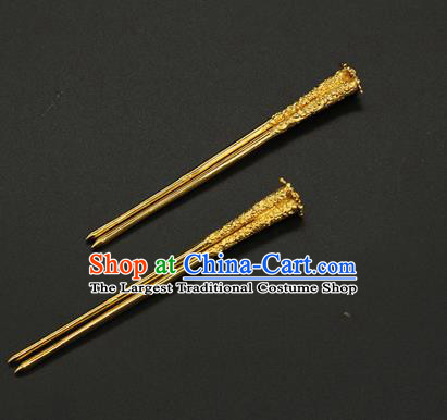 China Handmade Golden Hair Stick Ancient Court Queen Hairpin Traditional Tang Dynasty Hair Accessories