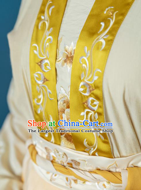 China Ancient Empress Embroidered Clothing Song Dynasty Court Queen Costumes Traditional Yellow Hanfu Dress