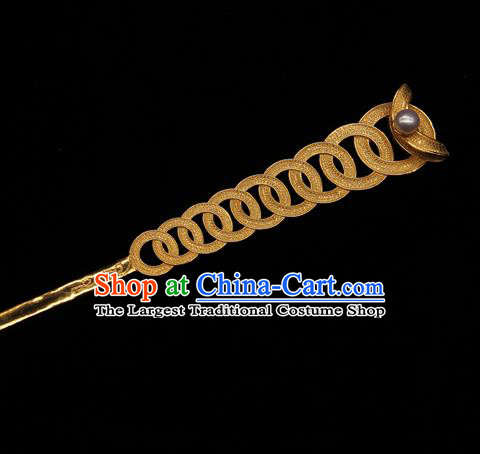 China Traditional Ming Dynasty Hair Stick Ancient Imperial Consort Golden Hairpin Handmade Hair Accessories