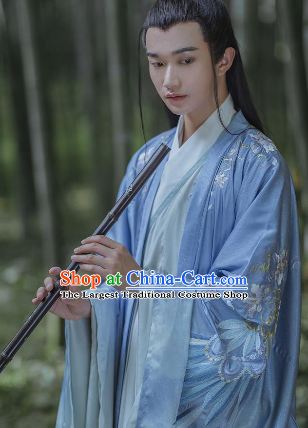 China Traditional Ancient Scholar Embroidered Hanfu Apparels Jin Dynasty Royal Prince Clothing for Men